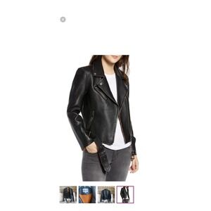 Vigoss Womens Faux Leather Moto Jacket Black Belted Asymmetrical Biker Size NWT